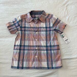 NWT OshKosh B'gosh Plaid Boys’ Shirt - pink orange and blue 3T